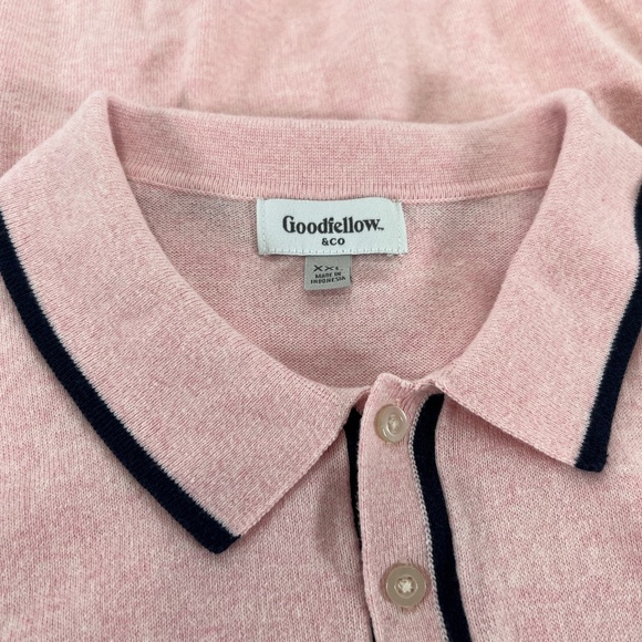 Goodfellow & Co Pink & Navy Trim Knit Polo-Type Short Sleeve Shirt Size XXL - Picture 2 of 10